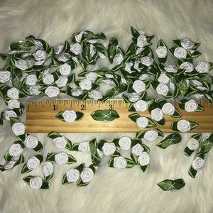 100 smaller white ribbon roses New